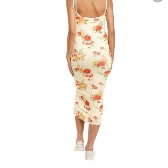 Danielle Bernstein Floral Print Sleeveless Midi Dress Color: Yellow Red … - Picture 3 of 7
